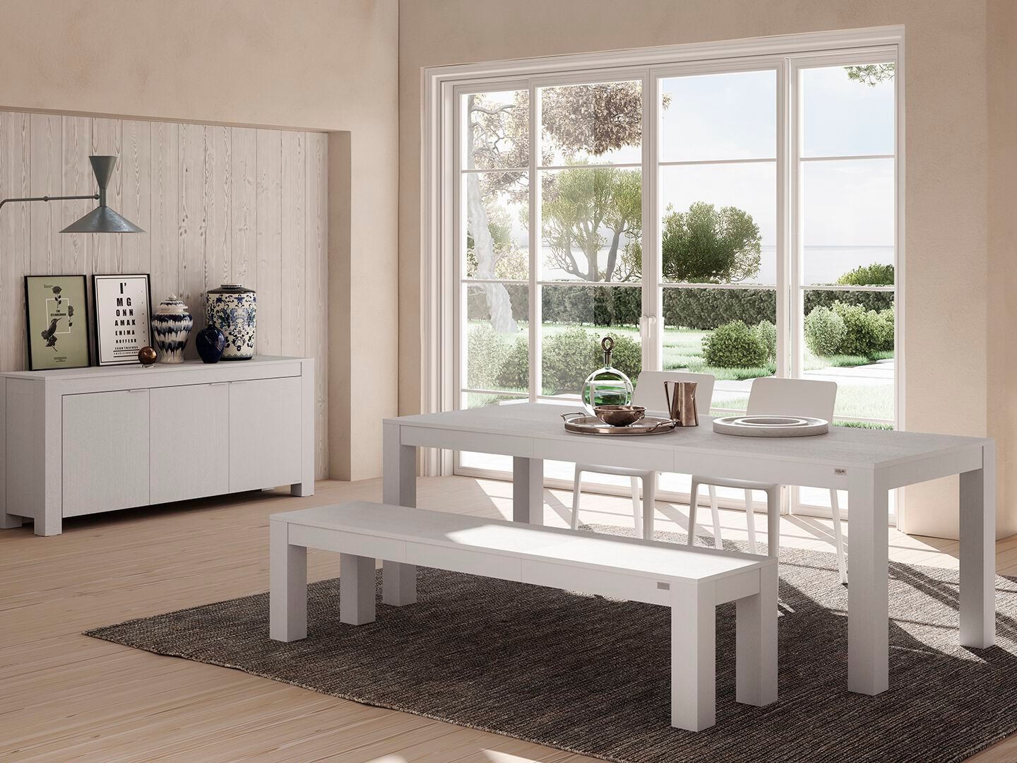 Выдвижной прямоугольный обеденный стол из белого ясеня Mobili Fiver Rachele ARCH-00072456 - Вид №5