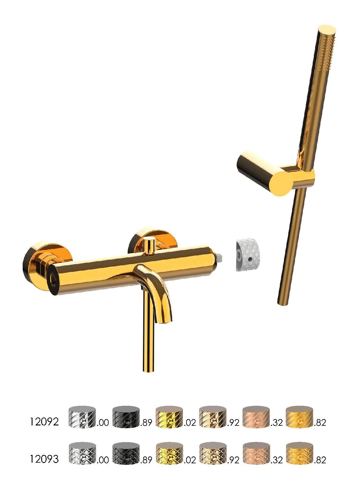 Настенный смеситель для ванны с ручным душем Rubinetterie Frattini Pepe XLS ARCH-00005940 - Вид №2