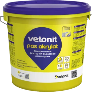 Декоративная штукатурка Vetonit ПАС Акрилат акриловая 2.0мм "шуба" база 0000 прозрачная 25кг