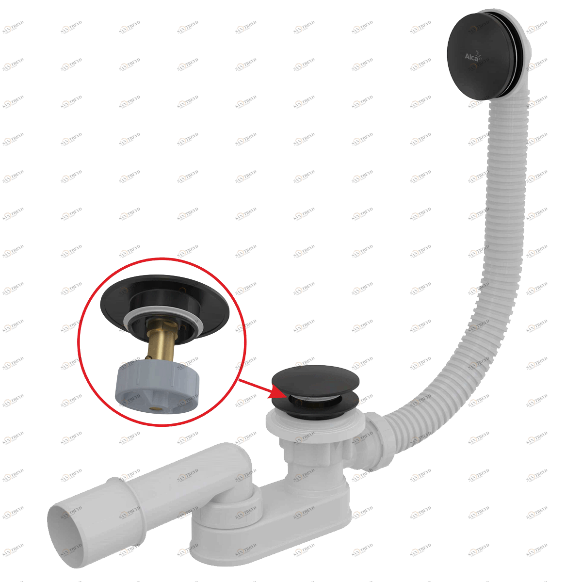 Сифон для ванны CLICK/CLACK, черный-мат ALCAPLAST A507BLACK