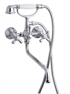 12011СМ35BR Смеситель Deco Classic с длинным изливом (35см) и ручным душем для ванной, цвет бронза