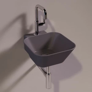 WA07ANTRACITEMATT Подвесная раковина настенная квадратная Simas  черная