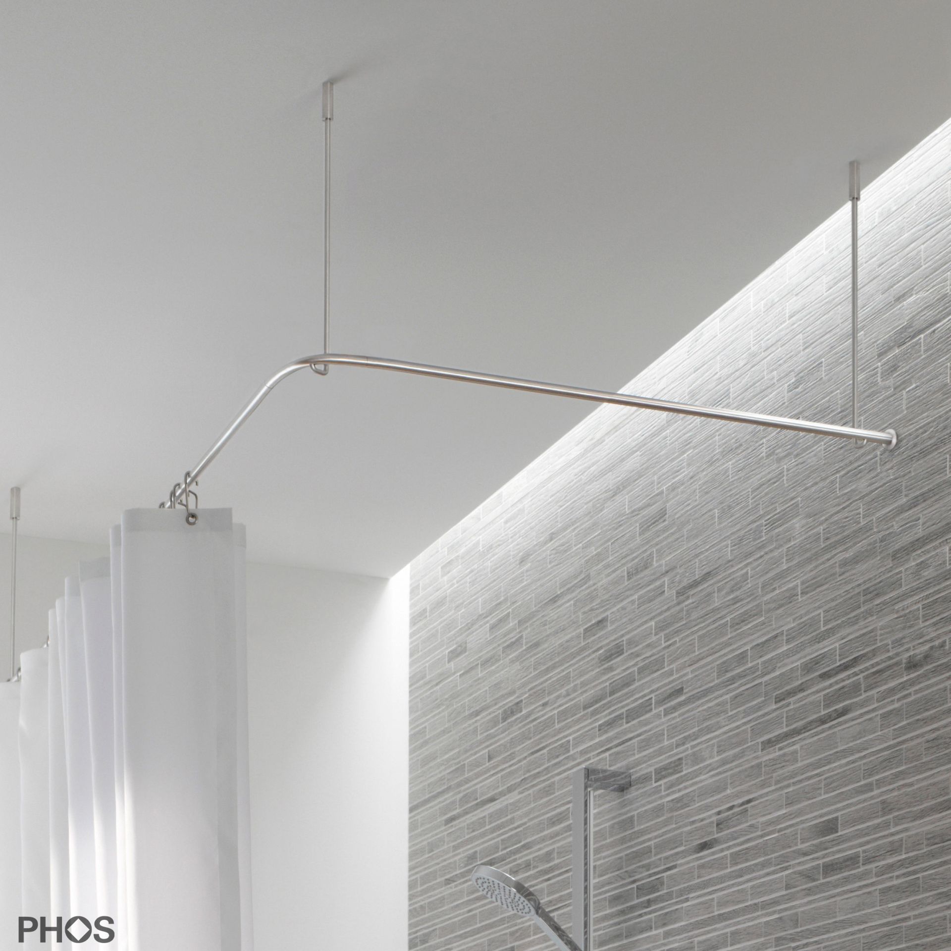 DSE1000-800F Карниз для душевой занавески L-образный потолочный, 100 x 80 см PHOS 
