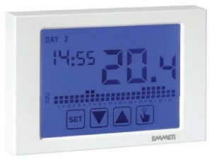 EMMETI Еженедельный хронотермостат с радиочастотным сенсорным экраном Collegamento e controllo dei corpi scaldanti