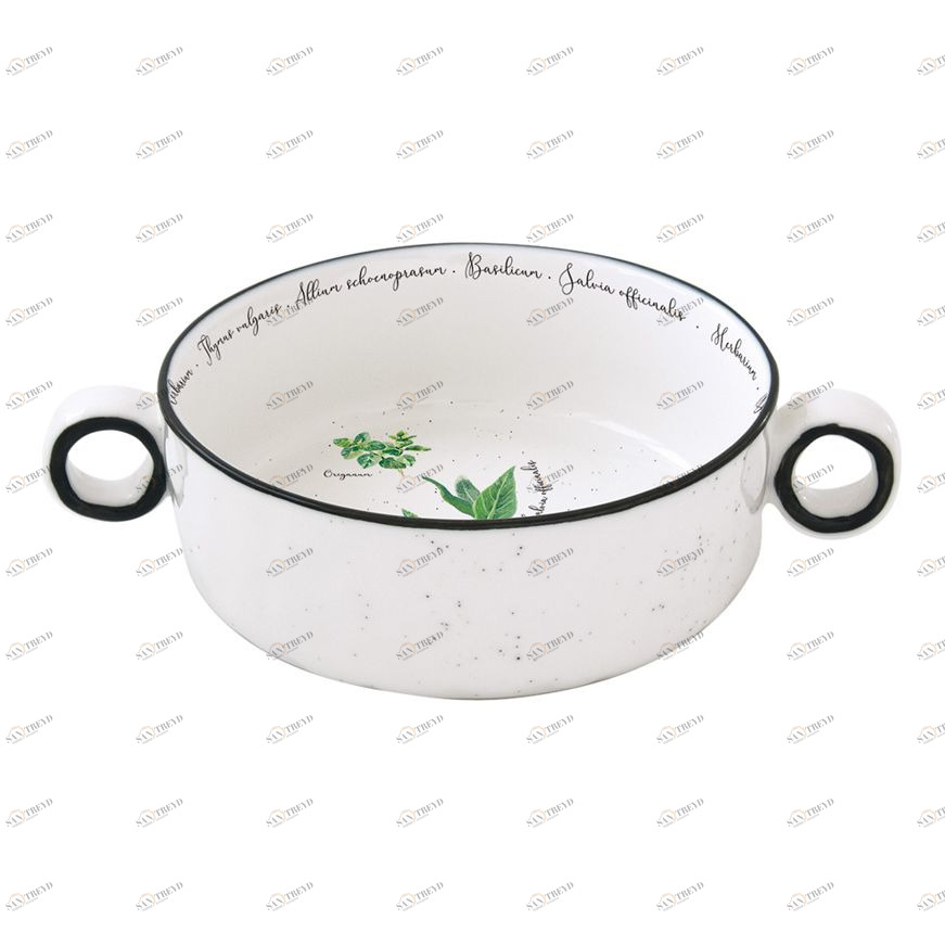 Салатник с ручками фарфоровый белый 16 см Herbarium EASY LIFE HERBARIUM 00-3946711 Белый 