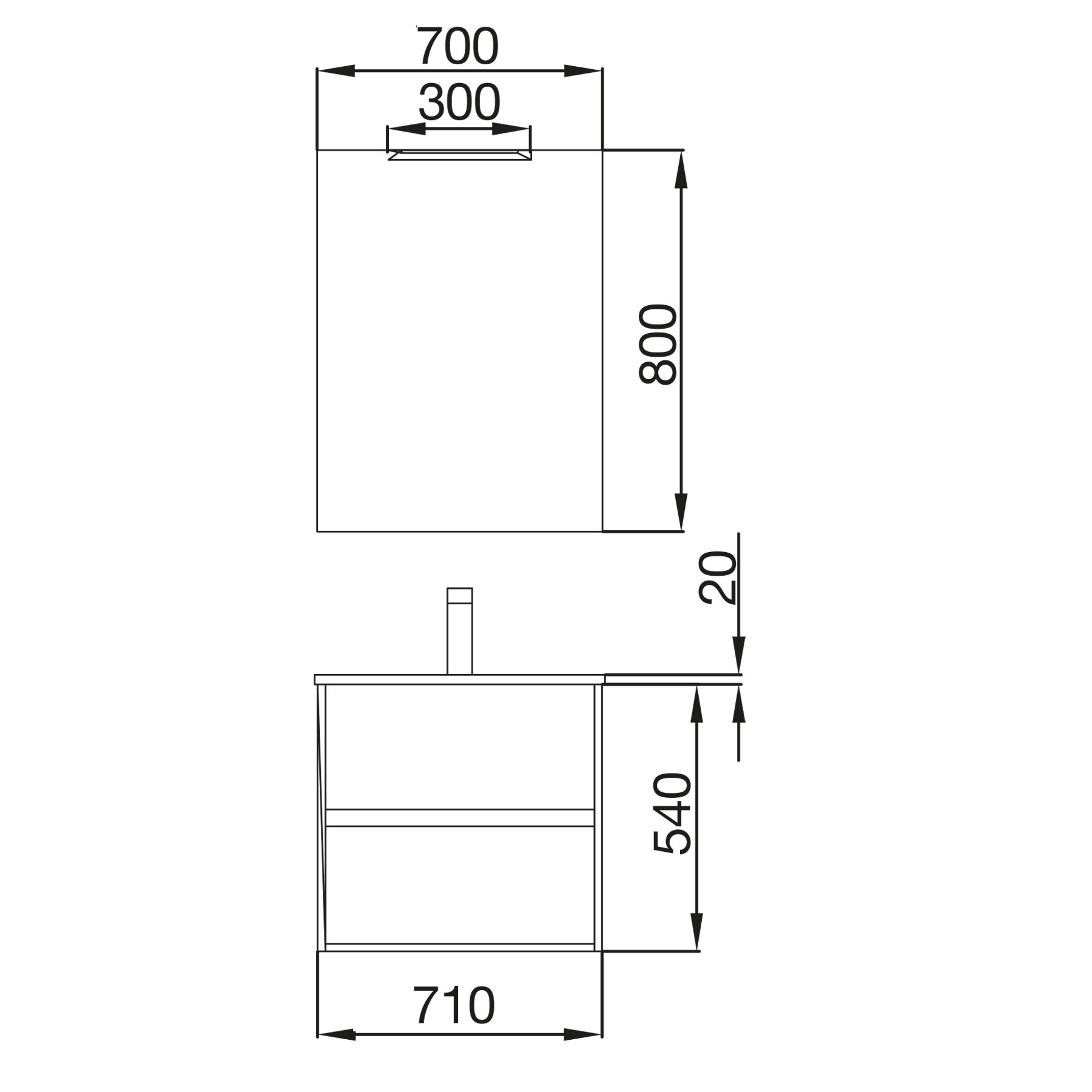 85035 SALGAR Комплект мебели для ванной NOJA 700 OAK CALEDONIA + Раковина + Зеркало + Свет Дуб Каледония - Вид №2