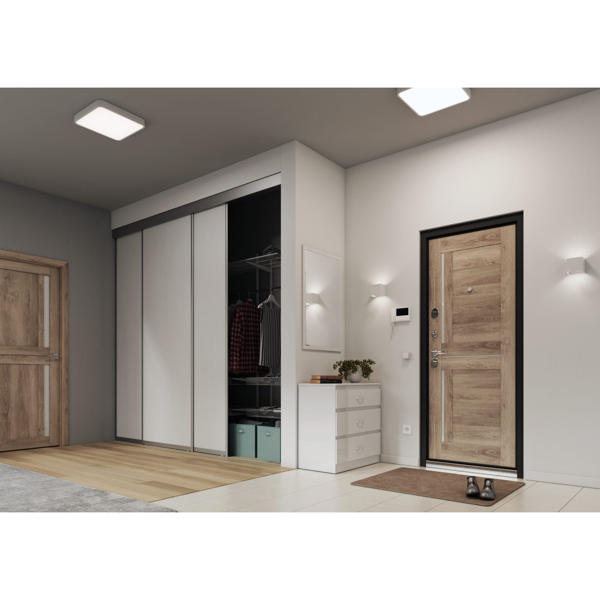 SPACEO Дверь-купе раздвижная белый ясень с алюминиевым профилем 82335363 STLM-0024804 - Вид №6