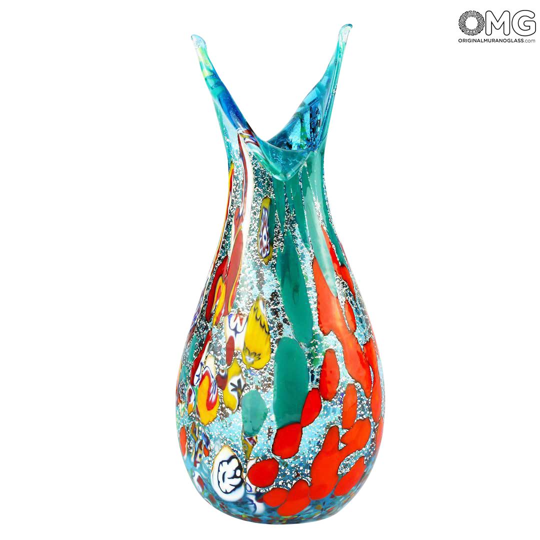 3266 ORIGINALMURANOGLASS Ваза Papillon - лазурная - Original Murano Glass OMG 10 см  - Вид №1