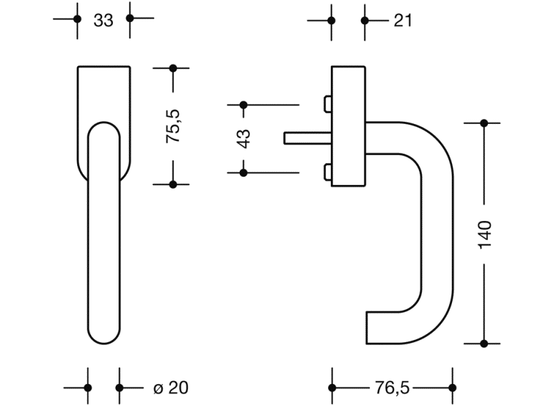 111XAFGA.1 оконная ручка HEWI System 111 | Edelstahl  - Вид №1