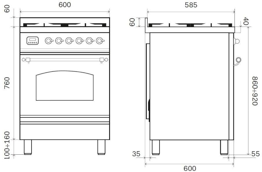 Ilve Отдельностоящая стальная кухня Nostalgie P06n Santreyd - Вид №2