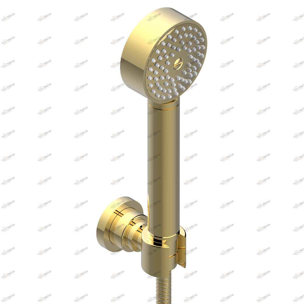 U6G-52A Душ ручной стильный встраиваемый в стену, шланг и стационарный кронштейн Thg-paris Beyond crystal с хрусталём цвета "Аквамарин" Золото U6G 52A CAT.F