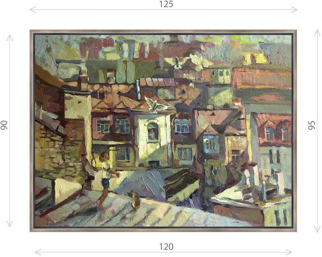 91040196 Картина в раме "Ксения Черномор. Питерские крыши" 95x125 см STLM-0454058 ДЕКОР ДЕПО