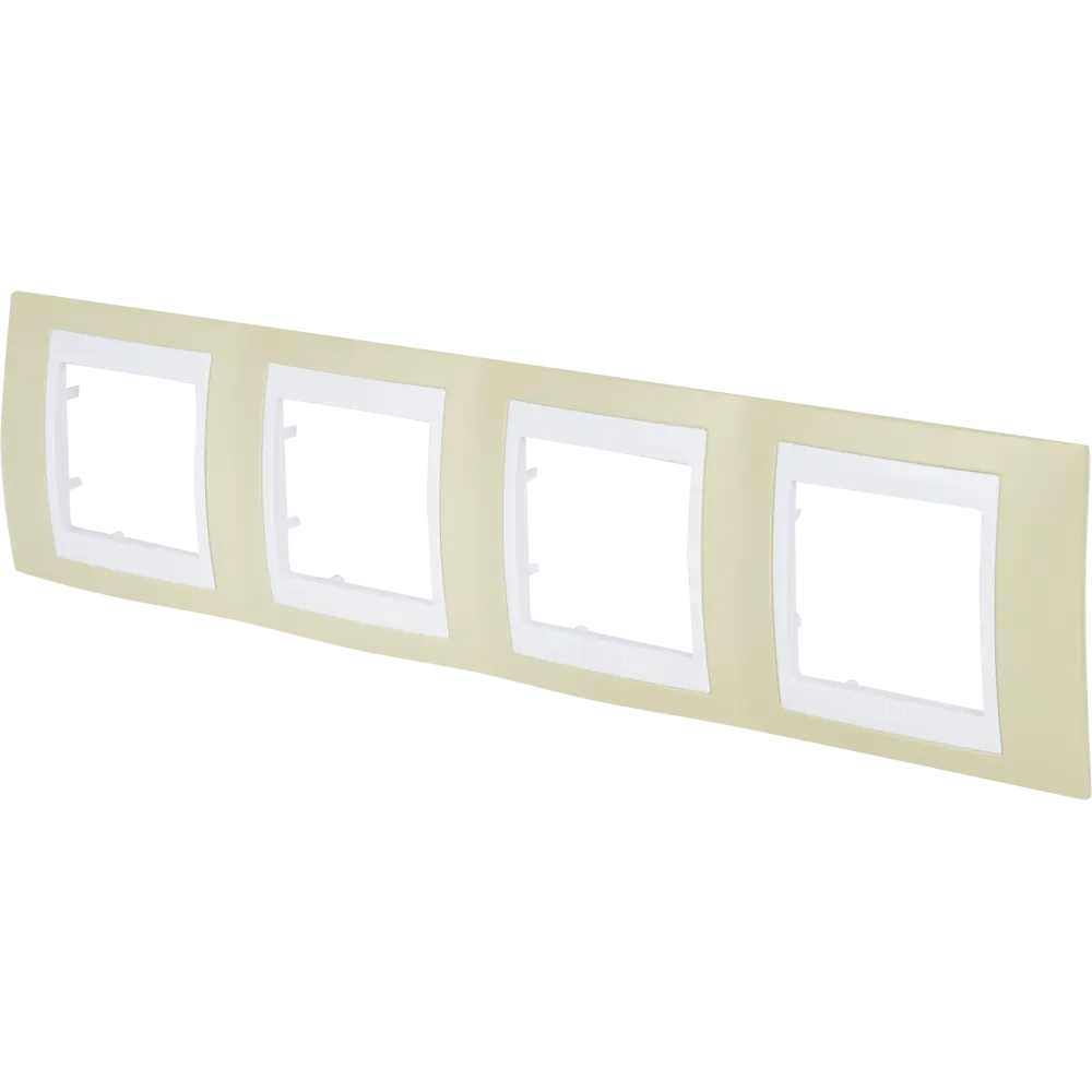 Рамка для розеток и выключателей Systeme Electric Unica 4 поста, цвет зелёное яблоко/бежевый STLM-2032659 - Вид №1