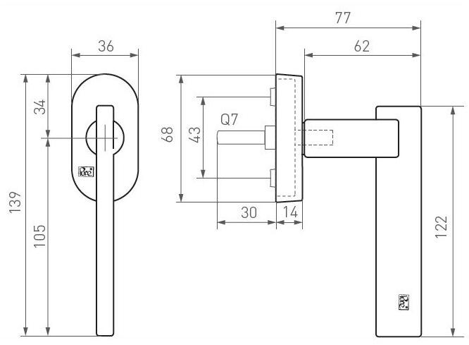 Dauby Железная оконная ручка Pure® 16917 - Вид №1