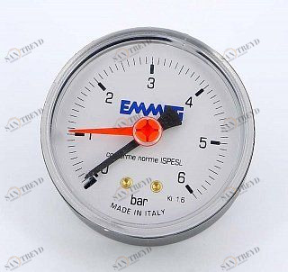 Манометр аксиальный 63 мм 1/4'' 6 бар EMMETI 616006