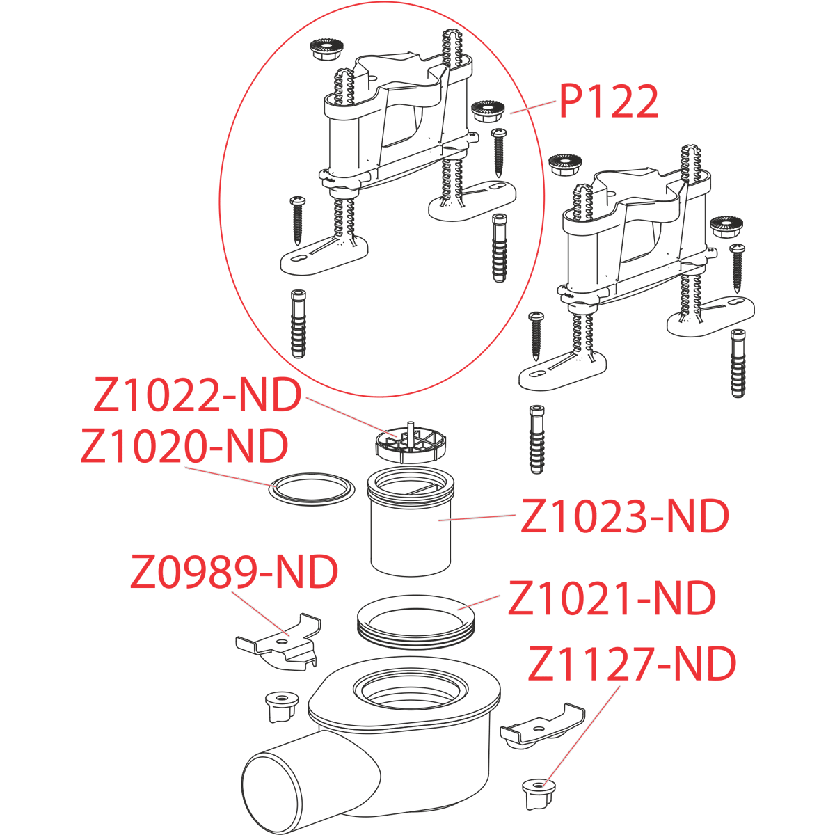 Низкий cифон DN50 и комплект регулируемых ног ALCAPLAST APZS9 - Вид №2