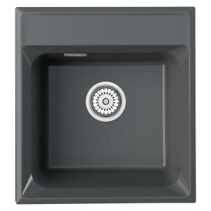 91684254 Мойка для кухни врезная Point PN3011 50x46 см глубина чаши 20 см Композитный кварц цвет темно-серый STLM-1364390