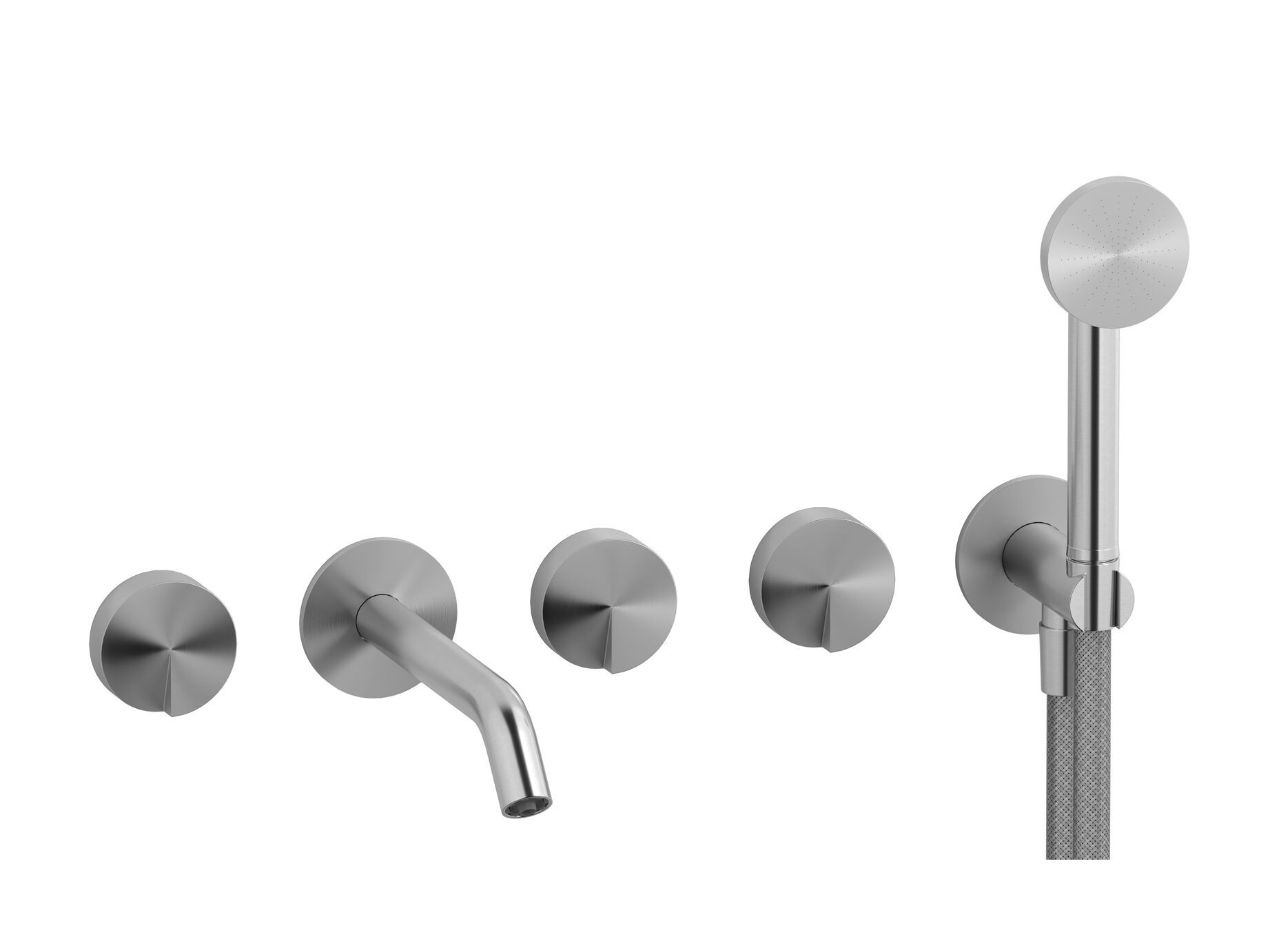 Настенный смеситель для ванны с 5 отверстиями из нержавеющей стали с ручным душем IB торт ARCH-00002974 - Вид №1