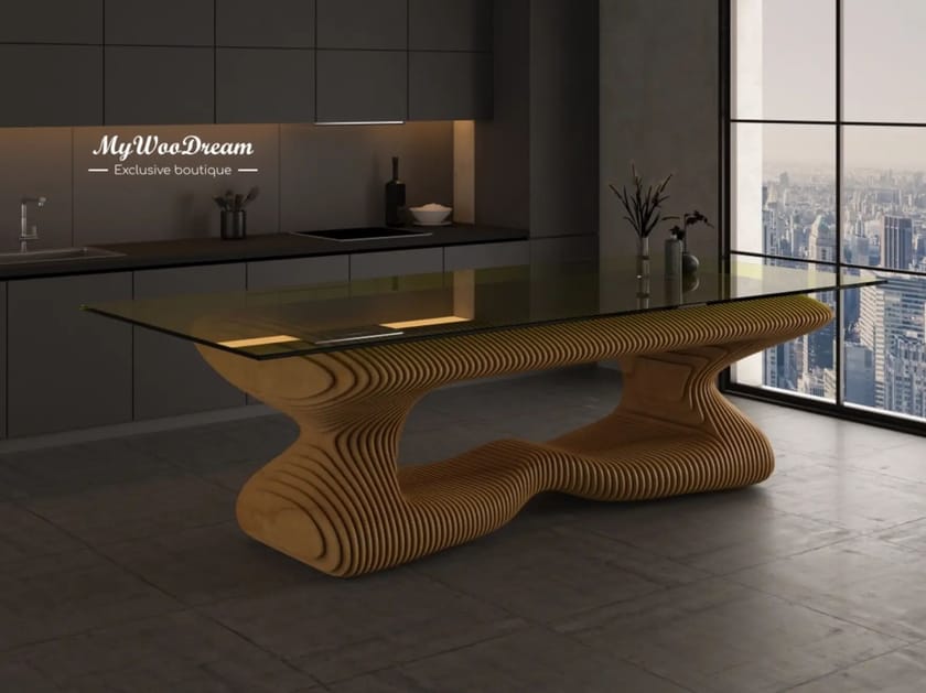 Прямоугольный стол из дерева и стекла MYWOODREAM ANDROMEDA ARCH-00141247