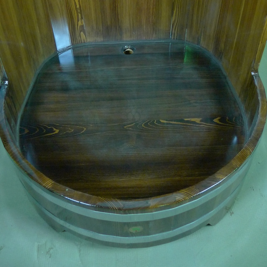 136 Душевая кабина с держателем для шторки (лиственница морёная премиум) Alyarus  - Вид №4