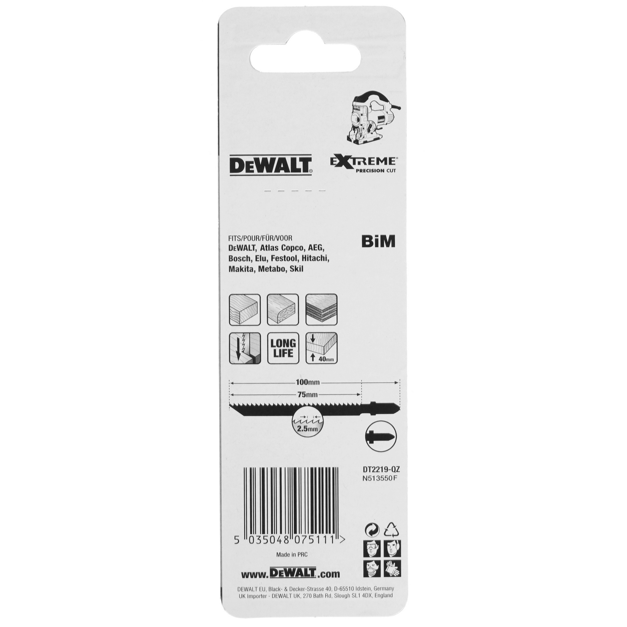 Пилки для лобзика DeWalt DT2219 9015808 STDN-0148833 - Вид №1