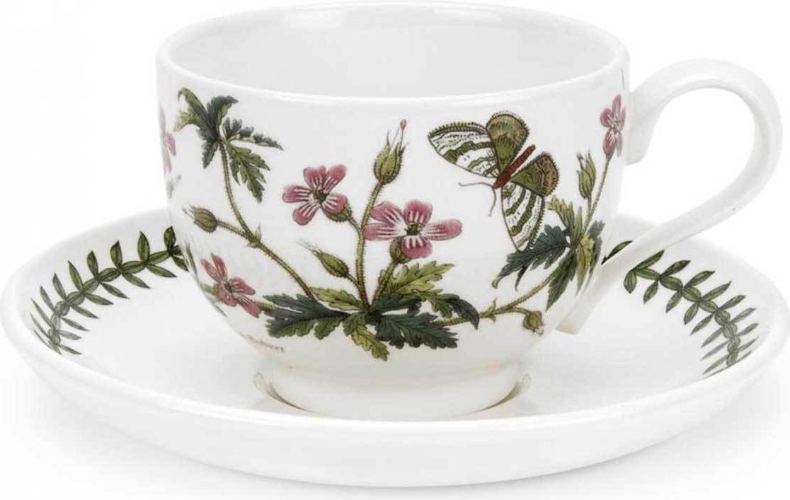 10568608 Portmeirion Чашка чайная с блюдцем Portmeirion Ботанический сад.Герань 280мл, фарфор Фарфор 