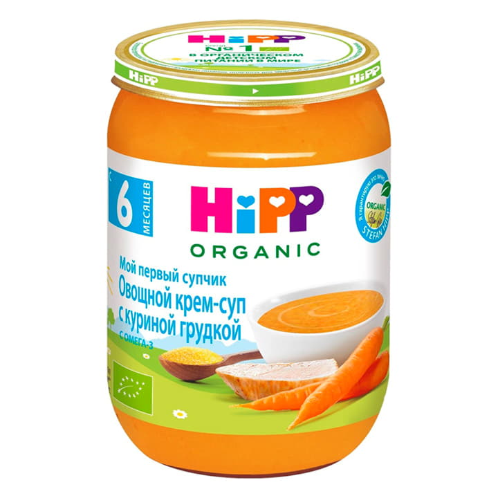 Крем-суп овощной с куриной грудкой с 6 месяцев HiPP 190 г Santreyd 15716