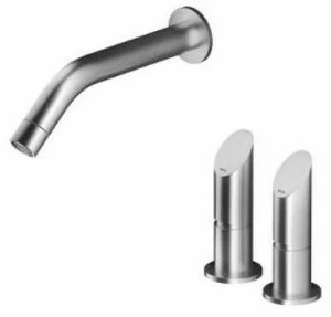 MGS Смеситель для умывальника из нержавеющей стали на 3 отверстия с отдельными розетками Contemporary
