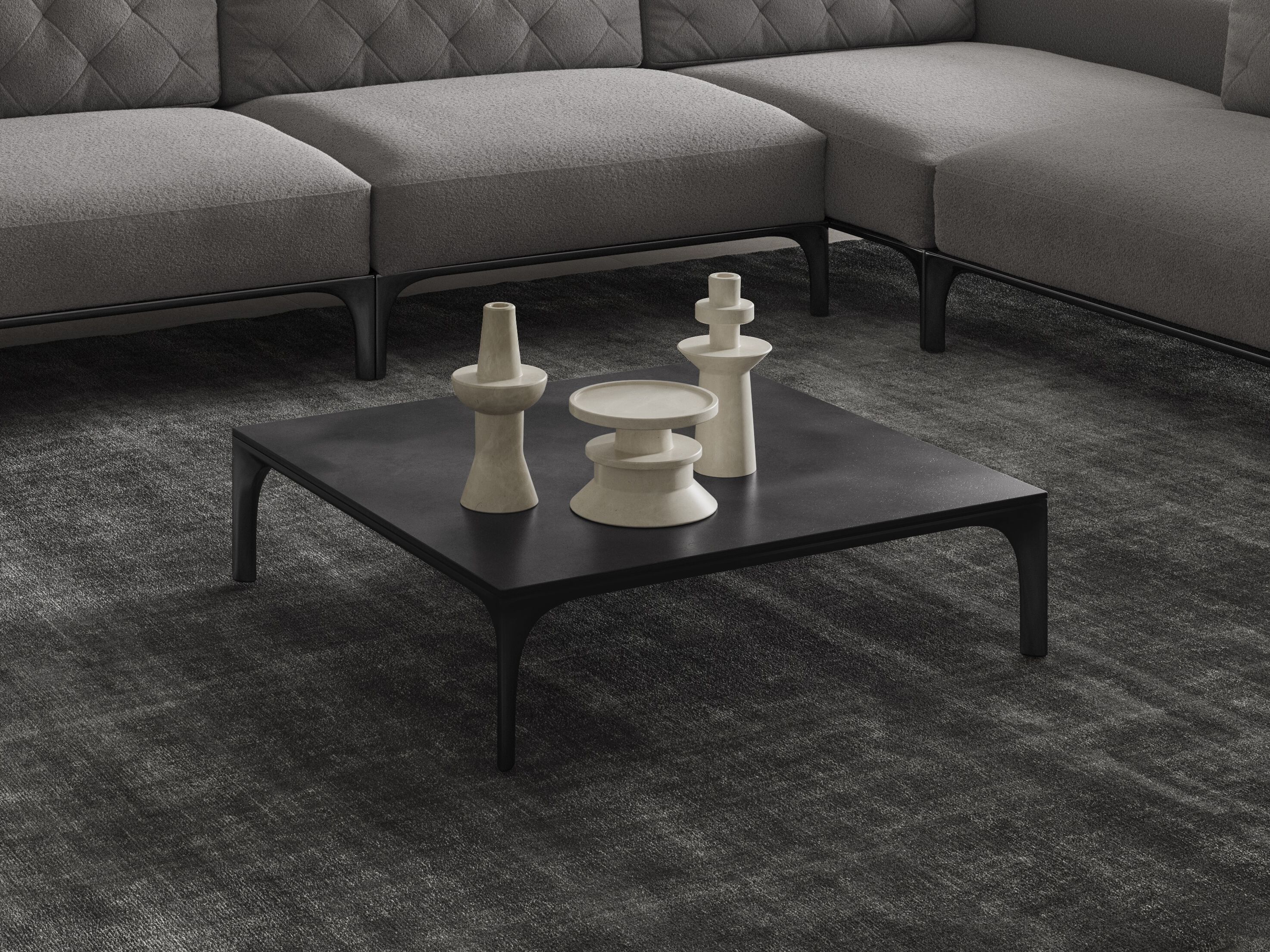 Низкий квадратный журнальный столик с гранитной столешницей Natuzzi Italia Skyline ARCH-00112647 - Вид №5