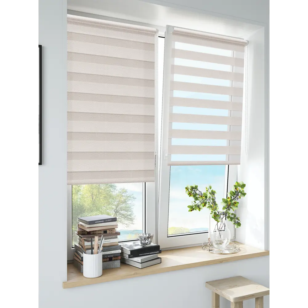 Штора рулонная день-ночь Liza 80x160 см бежевая MIAMOZA Коллекция 2024г STLM-2094859 - Вид №2