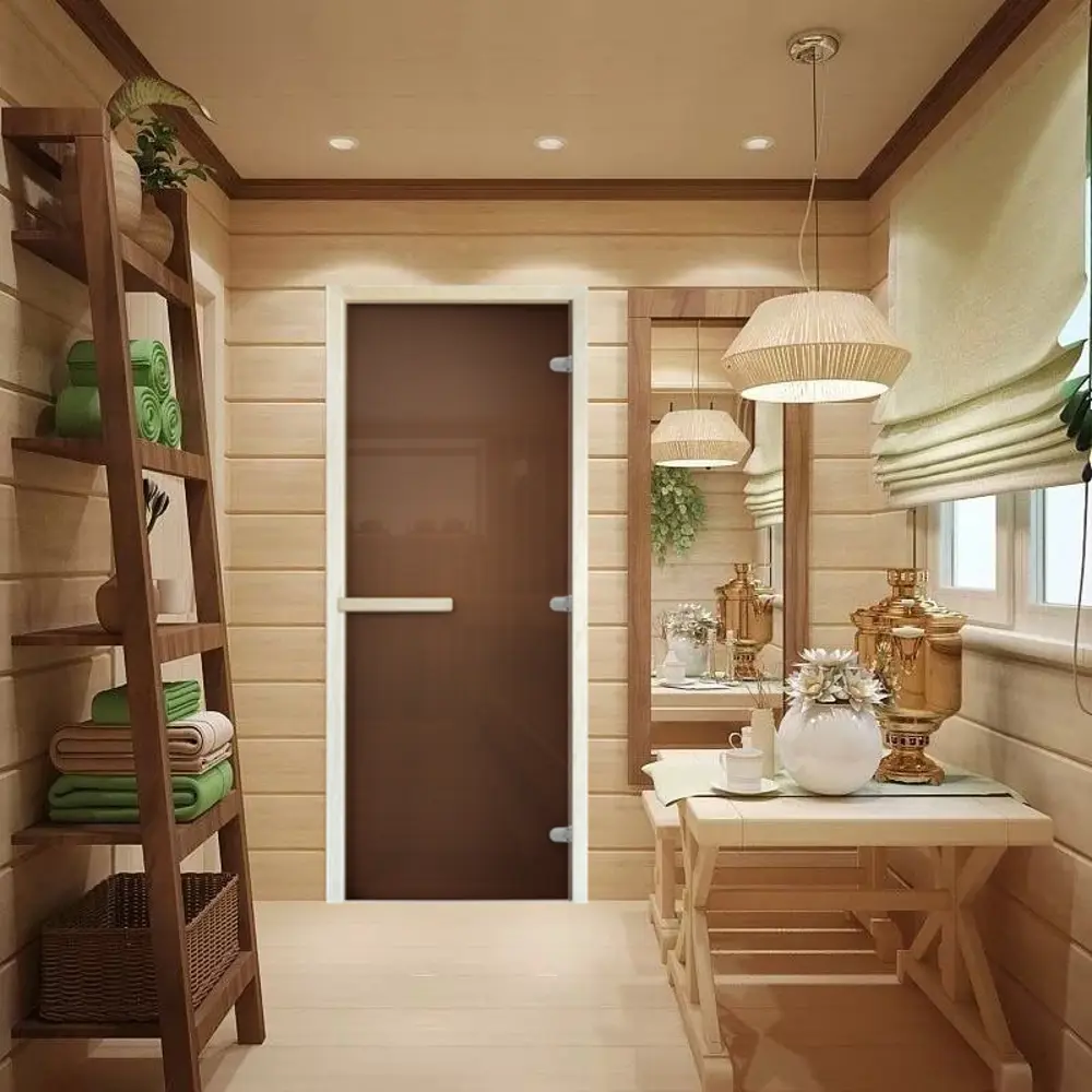 Дверь для сауны стеклянная бронза Стандарт 69x189 см двусторонняя Santreyd STLM-2164072 - Вид №5