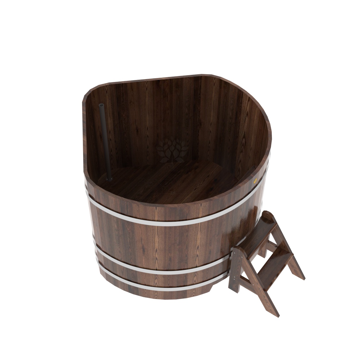 1242 Купель угловая из лиственницы 1,37х1,37х1,1 морёная премиум Alyarus  - Вид №1