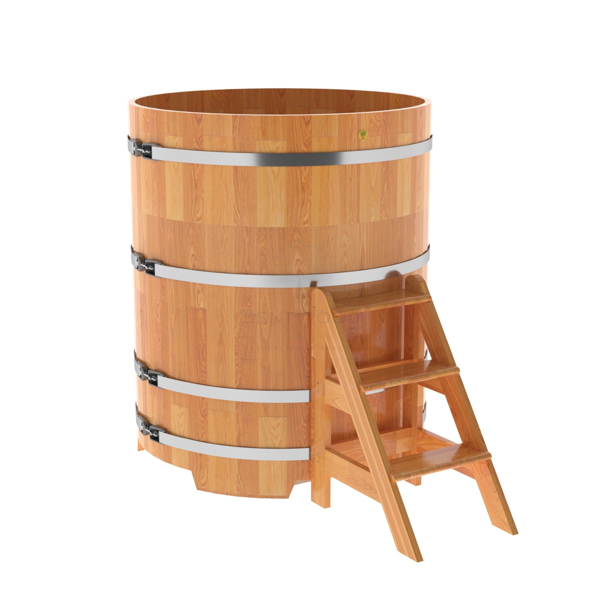 1507 Купель круглая из сращенных ламелей лиственницы d=1,17х1,4 натуральная Alyarus 