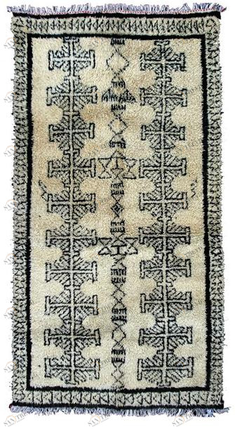 AFOLKI Прямоугольный шерстяной коврик с длинным ворсом и узором Beni ourain Taa519be