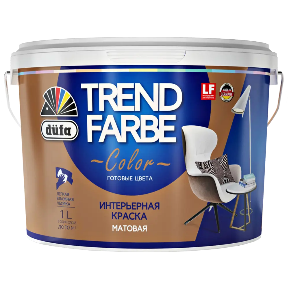 Краска для стен и потолков Trend Farbe цвет Глиняный замок 1 л Dufa STLM-2075049 - Вид №1