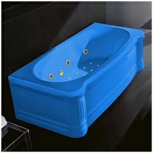 Ванна Gruppo treesse New Classic ATC-V677Q-DX-G голубая с гидромассажем аэромассажем дезинфекцией и дистанционным управлением прямоугольная правая  с золотой фурнитурой