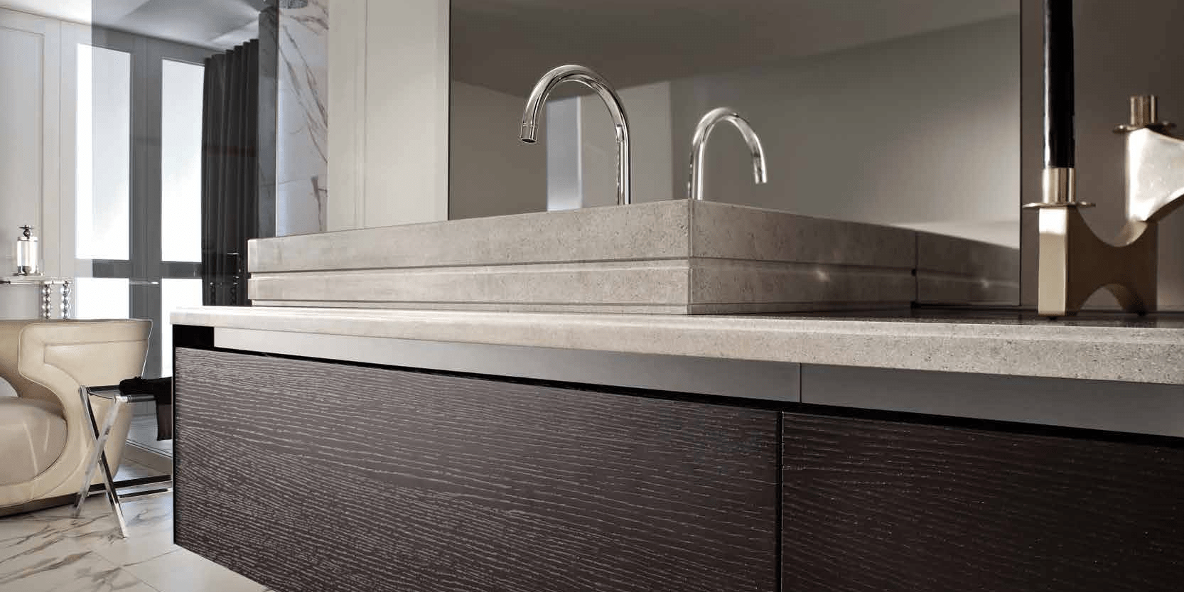 Комбинация ванной комнаты F05 в отделке MARMO lipicа/poro rovere carbone MILLDUE FOUR SEASONS FOURSEASONS05 - Вид №1