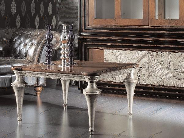 Cantiero Журнальный столик квадратный серебряный лист Étoile day El019/ar