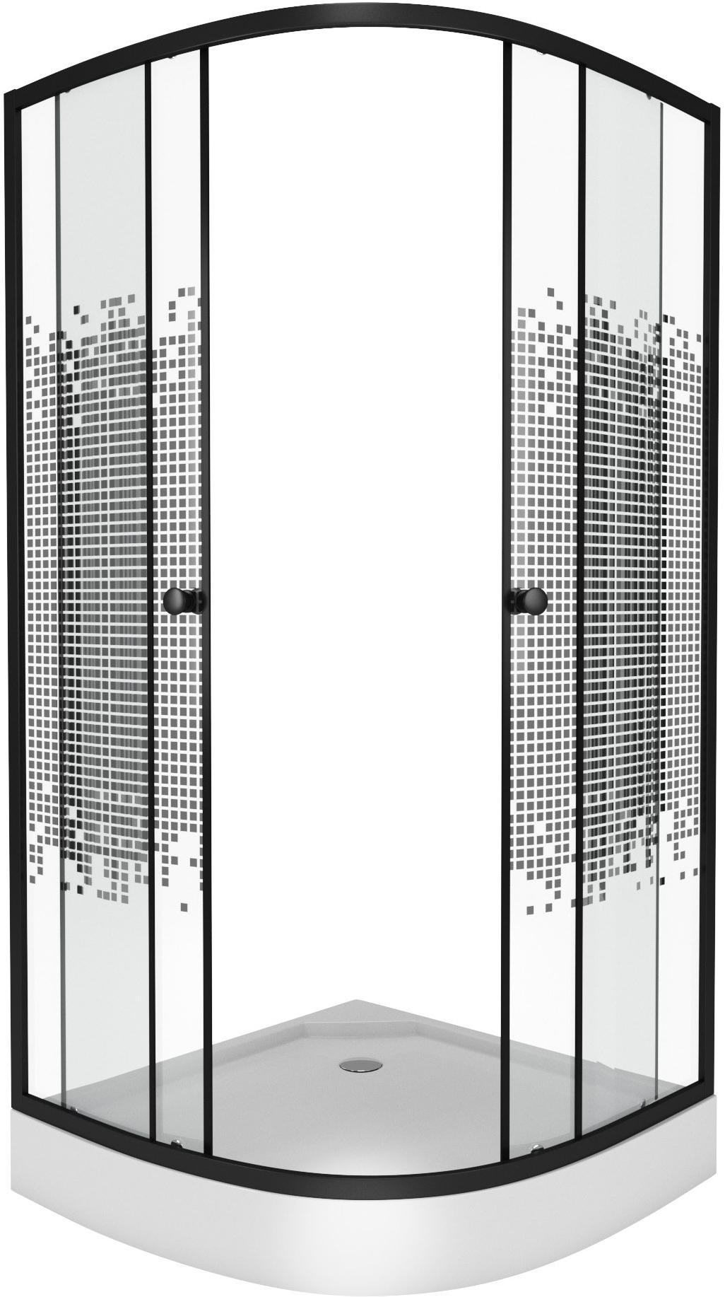 Душ. уголок NG- 003-14BLACK (800х800х1950) низкий поддон(13см) стекло МОЗАИКА 2 места Niagara ECO 0031452B - Вид №1