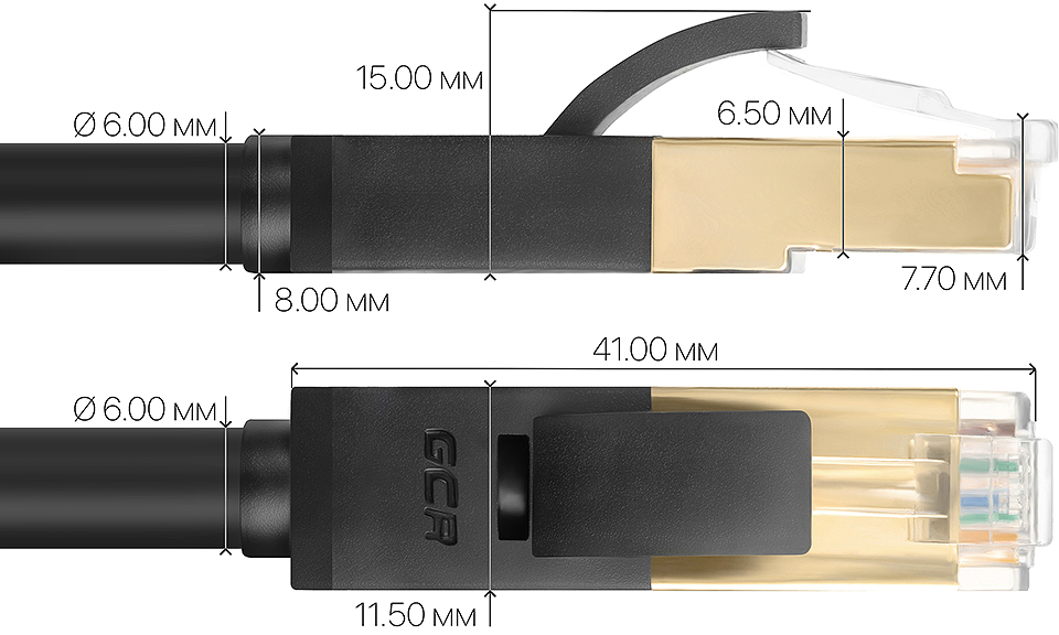 GCR-LNC701-1.0m патч-корд prof категории 7 ethernet 1.0m f/ftp, rj45, cu, 28 awg, литой, прямой , черный, экранированные коннекторы Greenconnect Santreyd  - Вид №1