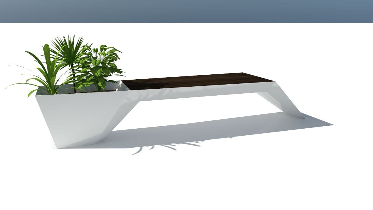 Скамейка из дерева и листового металла со встроенной плантатором без спинки CITYSì URBAN ARCH-00044158 - Вид №11