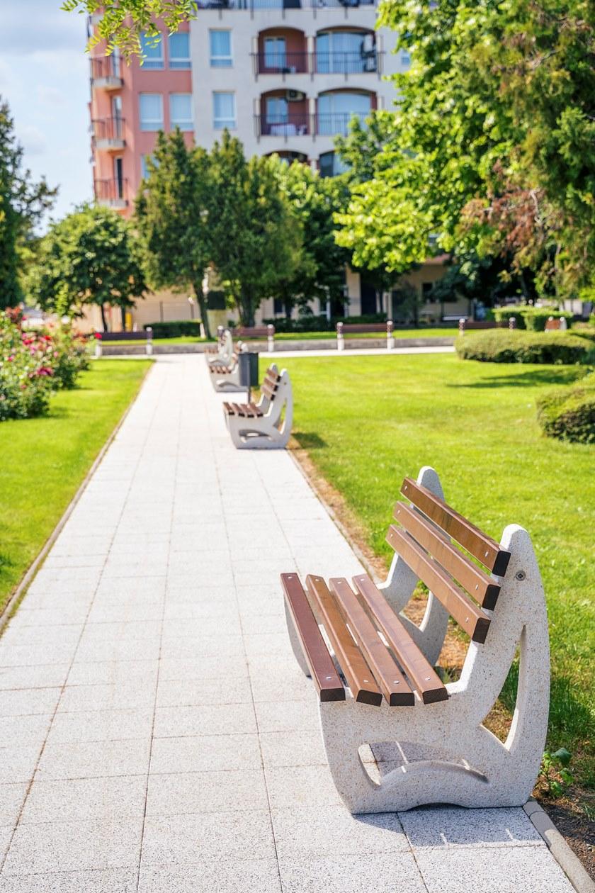 ENCHO ENCHEV - ETE Скамейка из бетона и дерева со спинкой  39  - Вид №4