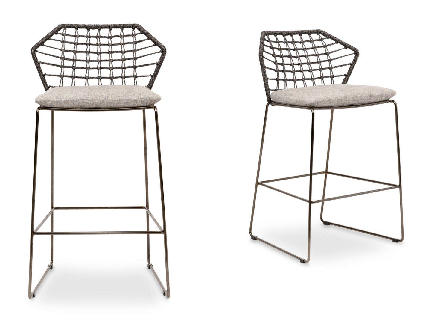 Высокий садовый стул из полиэтиленовой ткани и веревки Saba Italia Нью-Йорк ARCH-00113829