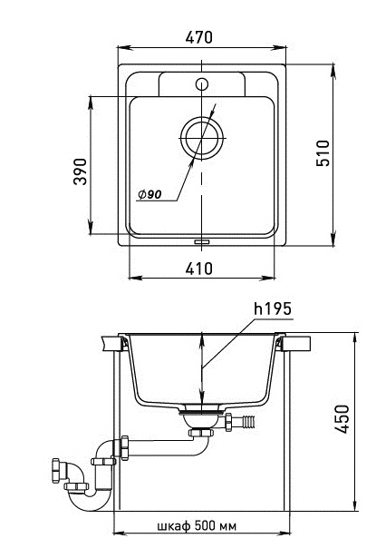 Кухонная мойка E-50 GRANFEST Ewigstein - Вид №1