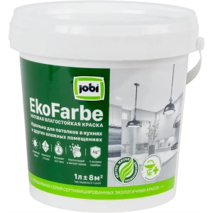 Краска для кухни и ванной Jobi Ekofarbe матовая цвет белый база A 1 л