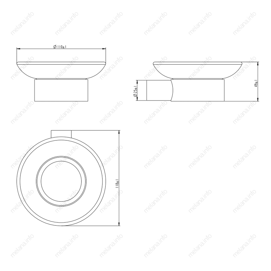 Мыльница стеклянная MELANA сатин хром MLN-865010-1 865 серия - Вид №1