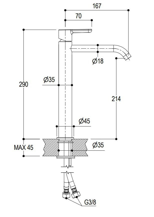 Однорычажный высокий смеситель для раковины Ritmonio Diametro35 Elegance ARCH-00053557 - Вид №1