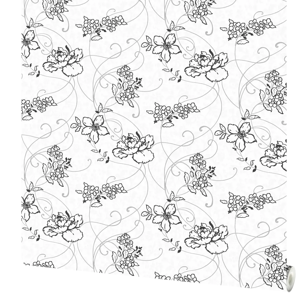 Обои флизелиновые Vlies Line Exclusive Цветы бело-чёрные 1.06 м ЭР4090-60 Erismann STLM-2211611