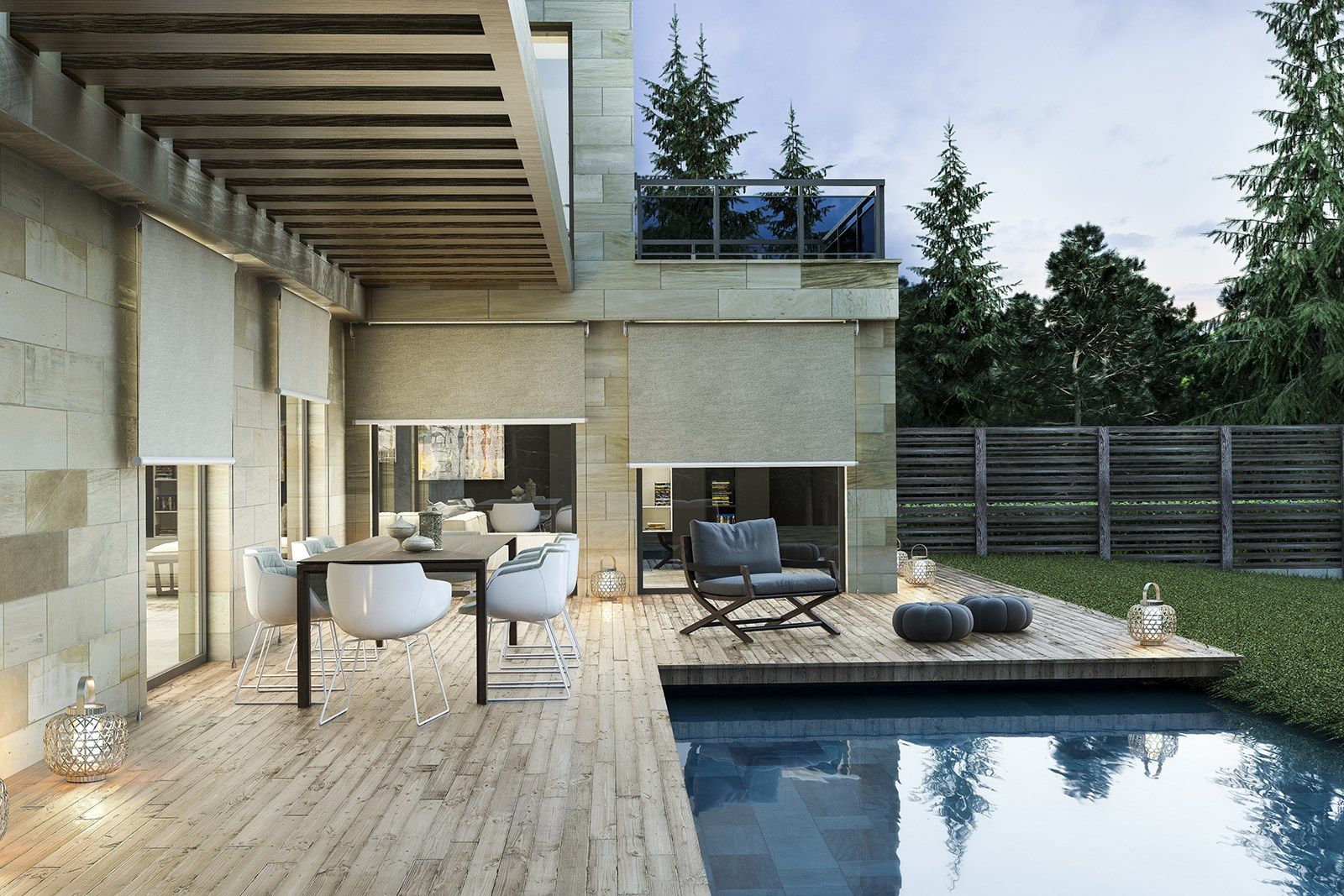 Роликовый занавес с приводом от лебедки Mv Line свободные рулонные шторы ARCH-00056258 - Вид №5