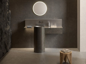 Мраморная круглая отдельно стоящая раковина